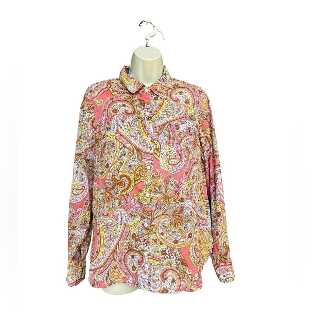 Tommy Hilfiger Womens Shirt Long Sleeve Button Up Paisley Cotton Size Small
